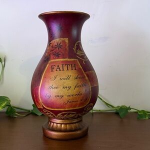 Faith Decorative Vase with Biblical Script - Red and Gold